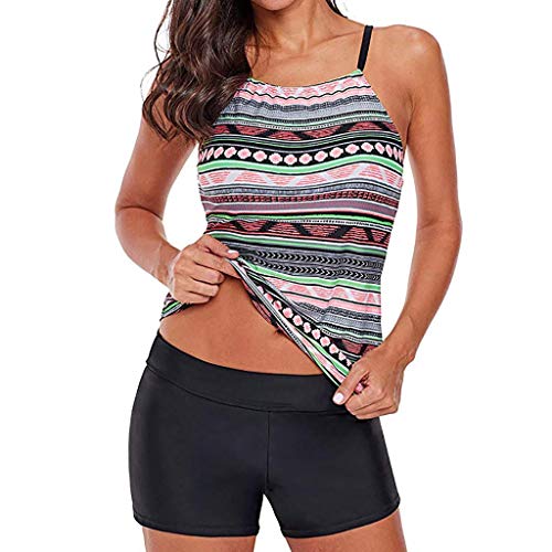 image for Winsummer Bathing Suit Women 2 Piece Tribal Printed Racerback Tankini 
