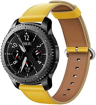 InSense Watch Bands fits For Samsung Galaxy Watch,22mm Classic Leather Band Replacement Accessories for Samsung Galaxy Watch 46mm,Lightweight and Elegant Leather Wrist Strap(Yellow)