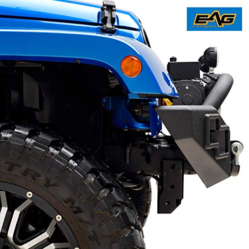 EAG Front Bumper with LED Lights and Winch Plate Fit for 0718 Wrangler