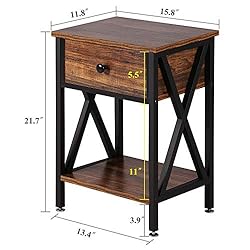 VECELO Side/End Table Nightstand with Drawer