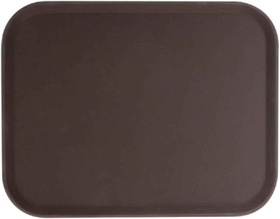 Thunder Group PLFT1418BR, 14x18-Inch Brown Rectangular Fiberglass Tray, Plastic Serving Bar Tray, NSF