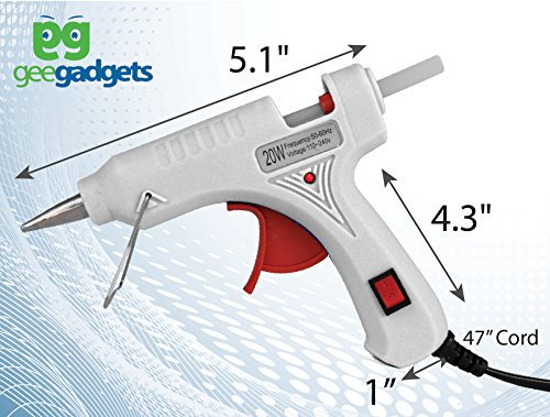 Hot Glue Gun - Rapid Heating and Quick Melt for Arts and Crafts, Household Sealing, Repairs and DIY Projects - 20 Watt - White - By Gee Gadgets