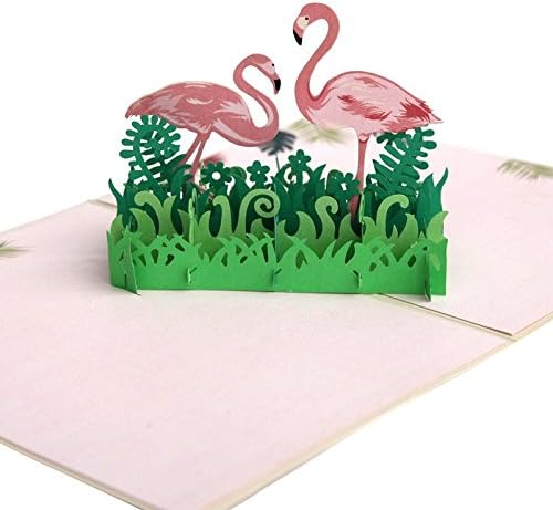 HUNGER Handmade 3D Pop Up Summer Flamingo Birthday Cards Creative Greeting Cards Papercraft (Flamingo)