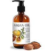 Nature Packaged Argan Oil for Hair Growth Oil 8oz (Aceite de Argan) - 100% Pure Cold Pressed Moroccan Oil with Pump - Suitable for Colored & Damaged Hair - Argan Oil for Face, Body Oils, Nail & Scalp