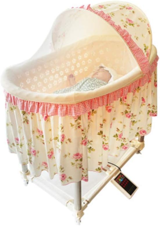 Baby Electric Cradle Bed - Intelligent Remote Control, comforting Crib, Suitable for 0-15 Months, up and Down Electric Cradle, Multi-Function Newborn Crib,A