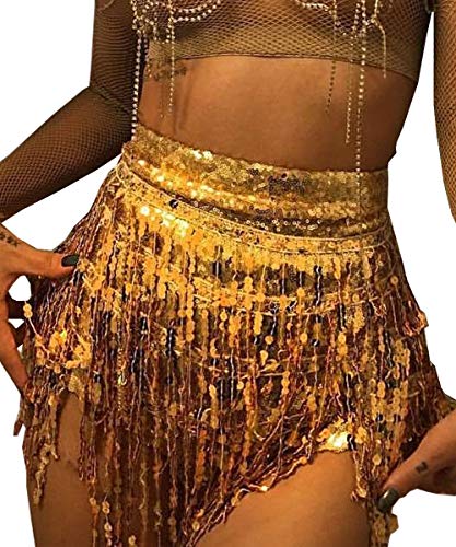 Yollmart Women's Sequins Tassel Skirts 
