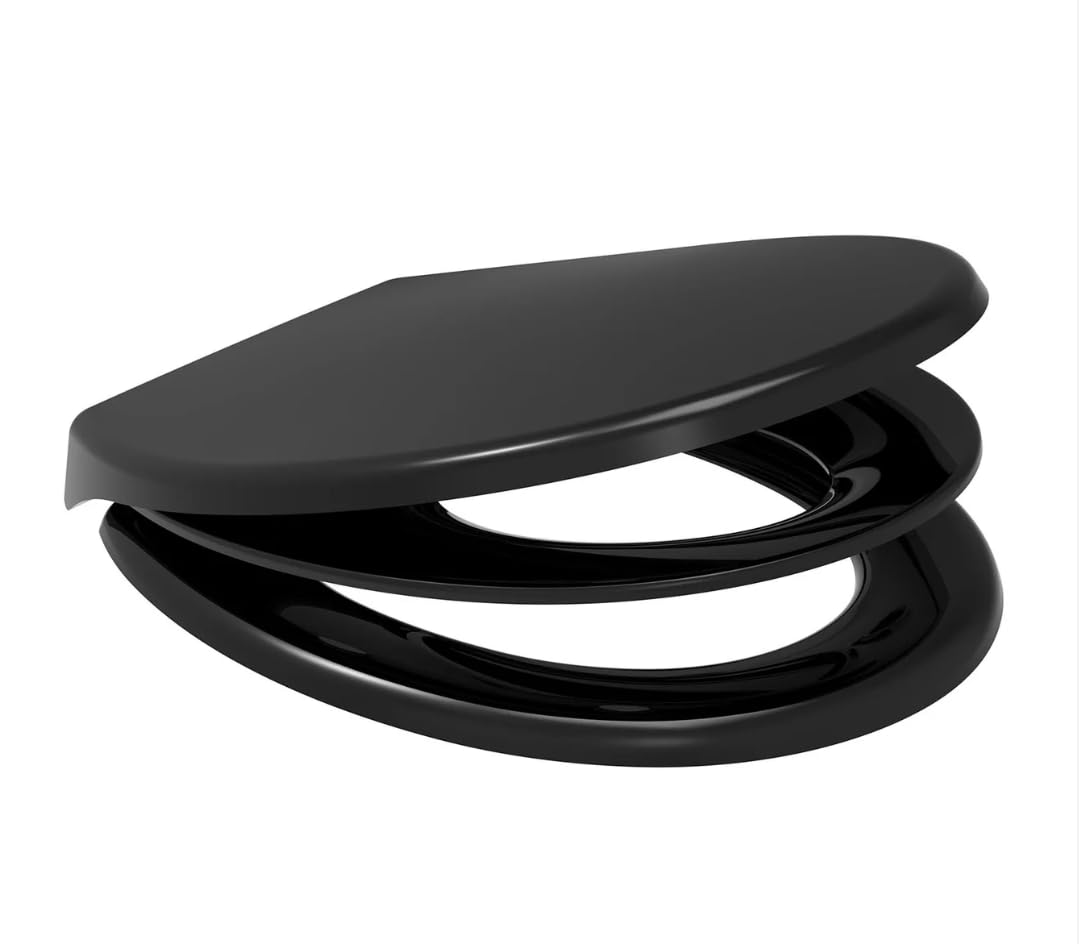 Parent and Child Potty Training Multi Toilet Seat Soft Close Quick Release Top or Bottom Fix (Black)