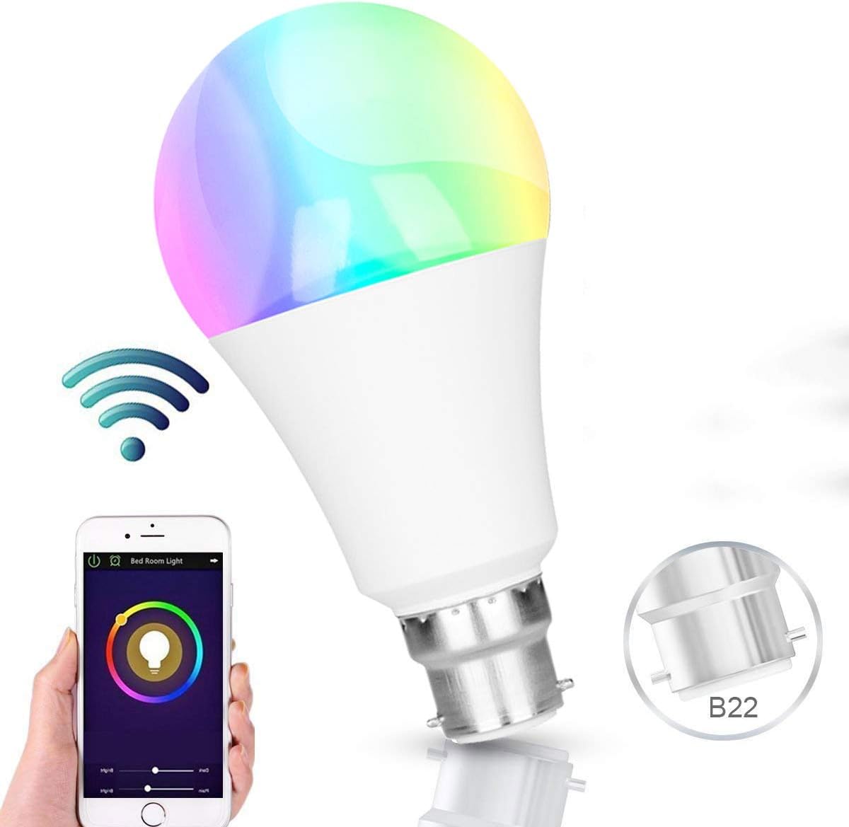 Smart Bulbs, GREMAG WiFi Led 9 W B22 Bulb Lamp Compatible with Alexa and Google Home, RGBW Colour Changing, 60W Equivalent, Remote Controlled by iOS/Android Devices, No Hub Required, Warm White