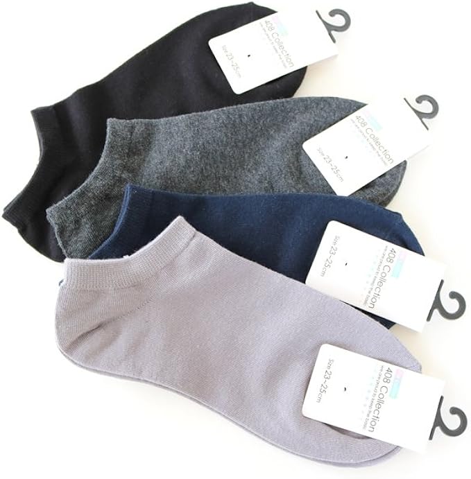 Amazon 靴下 レディース 無地のスニーカー丈ソックス さらりとした履き心地 ベーシックカラー 4足セット 23 25cm ソックス 通販
