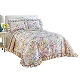 Floral Gardenscape Plisse Bedspread, Multi, Queen