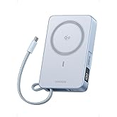 UGREEN MagFlow 10,000mAh Power Bank, Qi2 25W Certified Wireless Charging, Magnetic Portable Charger for MagSafe with Built-in Cable, 30W USB-C Battery Pack for iPhone 17 Pro Max/16/15/14/13/12