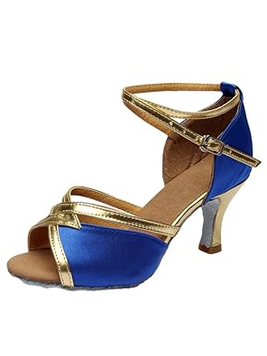Tookang Damen Latein Salsa Mitte Hohe Absätze Ballroom Peep-Toe Zeh Tanzschuhe Lateinische (Ferse 7CM)