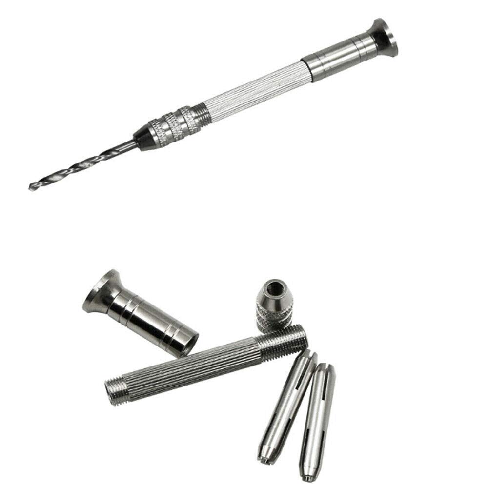 Precision Pin Vise Hand Drill Set,10 Pieces Pin Vice Drill Mini Micro Aluminum Hand Drill with Drill Bits for Nuts Jewelry Plastic Carving Woodworking