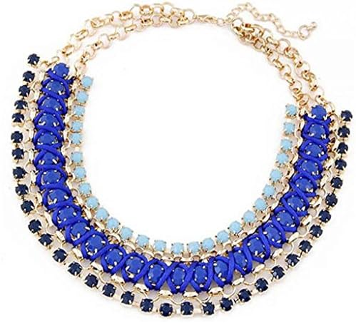 JSDY Womens Girls Punk Weave Pendant Chunky Choker Necklaces Unique Jewelry Royal Blue