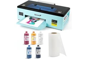 EnjoyColor A3+ DTF Transfer Printer 100% Transfer Rate for DIY Print T-Shirts, Leather, Other Textile (Printer + Software + 5x250ml Ink + 1xRoll of Film)
