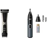 Philips Norelco BG7030/49 Bodygroom Series 7000, Showerproof Dual-Sided Body Trimmer and Shaver for Men with Nosetrimmer 3000
