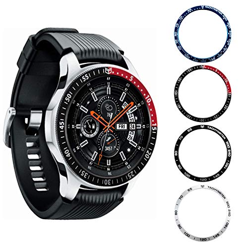 MASCARRY Bezel Ring for Galaxy Watch 46mm / Galaxy Gear S3 Frontier & Classic, Aluminium Bezel Loop Adhesive Cover Anti Scratch Protection for Galaxy Watch Accessory（Black & Red） - Thumbnail 7
