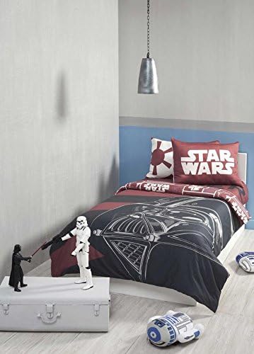 DDECOR - Star Wars Vader 180TC 100% Cotton Single Bedsheet with 1 Pillow Covers, Red