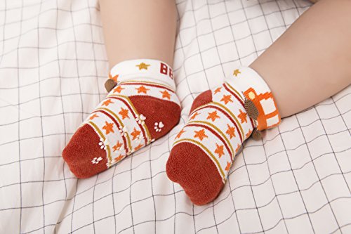 Dicry Baby Boys Socks,6-18 Months,5 Pairs,Turn Cuff,Non Slip,Anti Skid,Infant Grip Ankle Socks