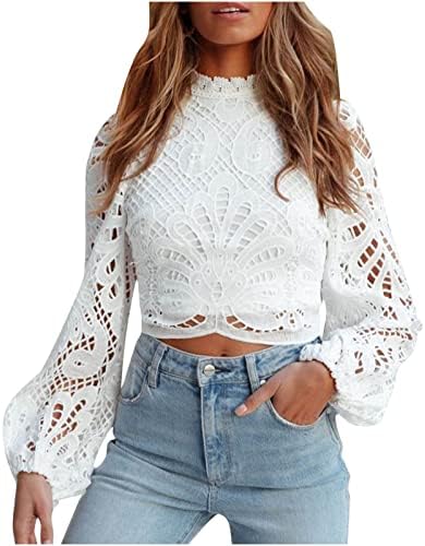 Women's Vintage Victorian Blouse Shirt Hollow Out Crochet Lace