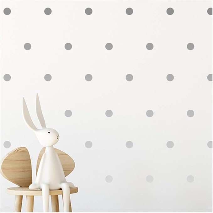 Silver Wall Decal Dots (112 Decals) Easy to Peel Easy to Stick + Safe on Painted