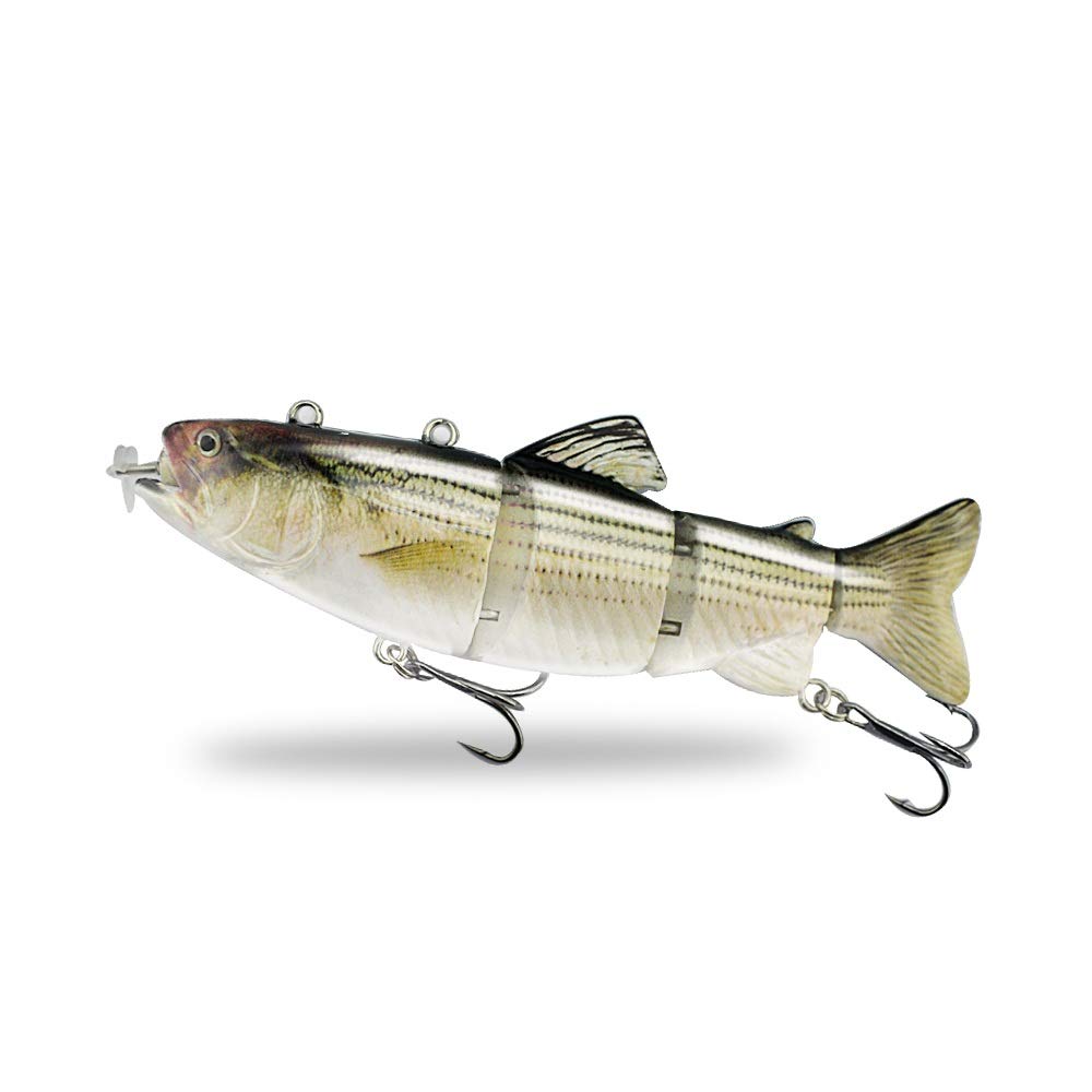 ods lure Robotic Swimming Lure USB Rechargeable LED Light 4-Segement Multi Jointed Swimbait Inteli Self-Propelling Electric Fishing Lure (363)