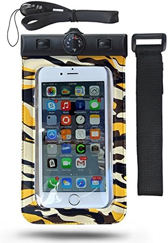 H2NO Universal Waterproof Cell Phone Carrying Case for Apple iPhones - Samsung Galaxy &amp; other similar sized devices - IPX8 Certified to 100 Feet. Lanyard &amp; Armband Included.