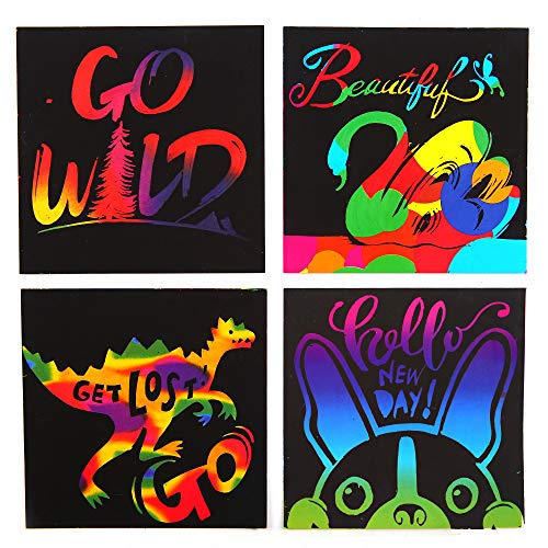 image for Jar Melo Scratch Rainbow Notes,130 Count, 2 Wooden Styluses, Arts & Cr