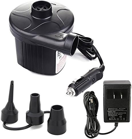 Quick-Fill AC/DC Electric Air Pump, 110-120 Volt AC / 12 Volt DC, Air Pump for Inflatables Air Mattress Raft Bed Boat Pool Toy