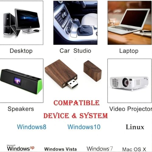Yaxiny 5 x Rectangular Walnut Wood USB 2.0/3.0 Flash Drives 3.0/64GB Wood USB Disk-4