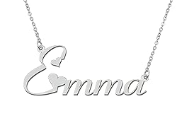 Aoloshow Stainless Steel Silver Emma Name Necklace