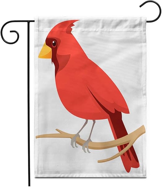 Adowyee 12"x 18" Garden Flag of Northern Cardinal Bird Also Known as Red Bird Or