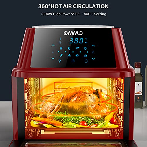 OMMO Air Fryer 17 QT, 8in1 Air Fryer Toaster Oven with LCD Digital