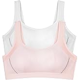 DIALESHU 2 Pack Teen Girls' 13-18 Sports Bras with Breathable Pads, Comfortable Training Bras for Growing Girls