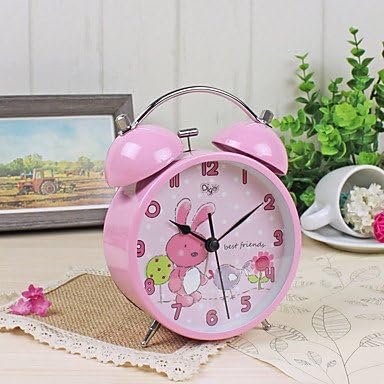 WWQY Alarm Clock with Matel Case Silent Movment Pink Color Night Light