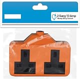 LORD C Heavy Duty 2 Gang 13A Re-Wireable Rubber Block Extension Socket Orange view 2
