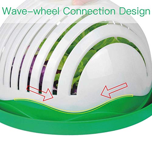 Salad Cutter Bowl, Ommani Upgraded Salad Maker Family Size Fast Vegetable Cutter Bowl, Salad Slicer Salad Chopper Strainer Cutting Board 4 in 1 Durable FDA-Approved for Kitchen - Thumbnail 3