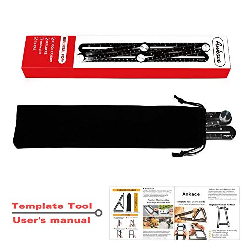 Wondruz Multi Angle Measuring Ruler, Premium Aluminum Alloy Ultimate 836 Template Tool/Layout Tool Measurement for Handymen, Builders, Craftsmen, DIY-ers (Black)