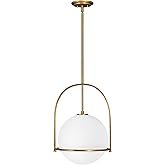 Hinkley Somerset Medium Pendant Light, Etched Opal Glass Modern Globe Shade, Adjustable Height, Sloped Ceiling Compatible, Vi