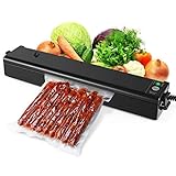 Vacuum Sealer Machine, ROSKY Automatic Food Sealers Vacuum Packing Machine Mini Portable Home Vacuum Sealing System with Led Indicator Lights and 10 pcs Sealer Bags for Food Preservation/Starter Kit