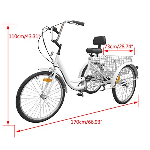 image for Areyourshop 24 Inch Adult Tricycle 3 Wheel Cruise Bike with Adjustable