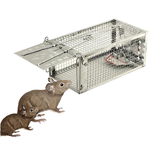 Flywow One-Door Humane Animal Live Cage,Rat Cage Trap,Mouse Catcher for Rat, Rodent, Mouse, Hamster,Mole, Weasel,Gopher,Squirrel Control and More Small Rodents 275x150x120MM