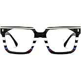 Zeelool Stylish Rectangle Eyeglasses Thick Frame Glasses for women/Men with Non-prescription Clear Lens Laguer ZJGA872500