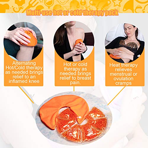 Breast Therapy Pack | Cold or Hot Gel Packs for Breastfeeding Relief | Soothing Mastitis Engorgement Swelling | Nursing Pain Relief Pads | Increase Milk Production | 2 Therapy Packs + 2 Sleeve Cover