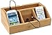 Mind Reader Bamboo Charging Station, Desk Supplies Organizer, 3 Compartment, Removable Tray, Brown