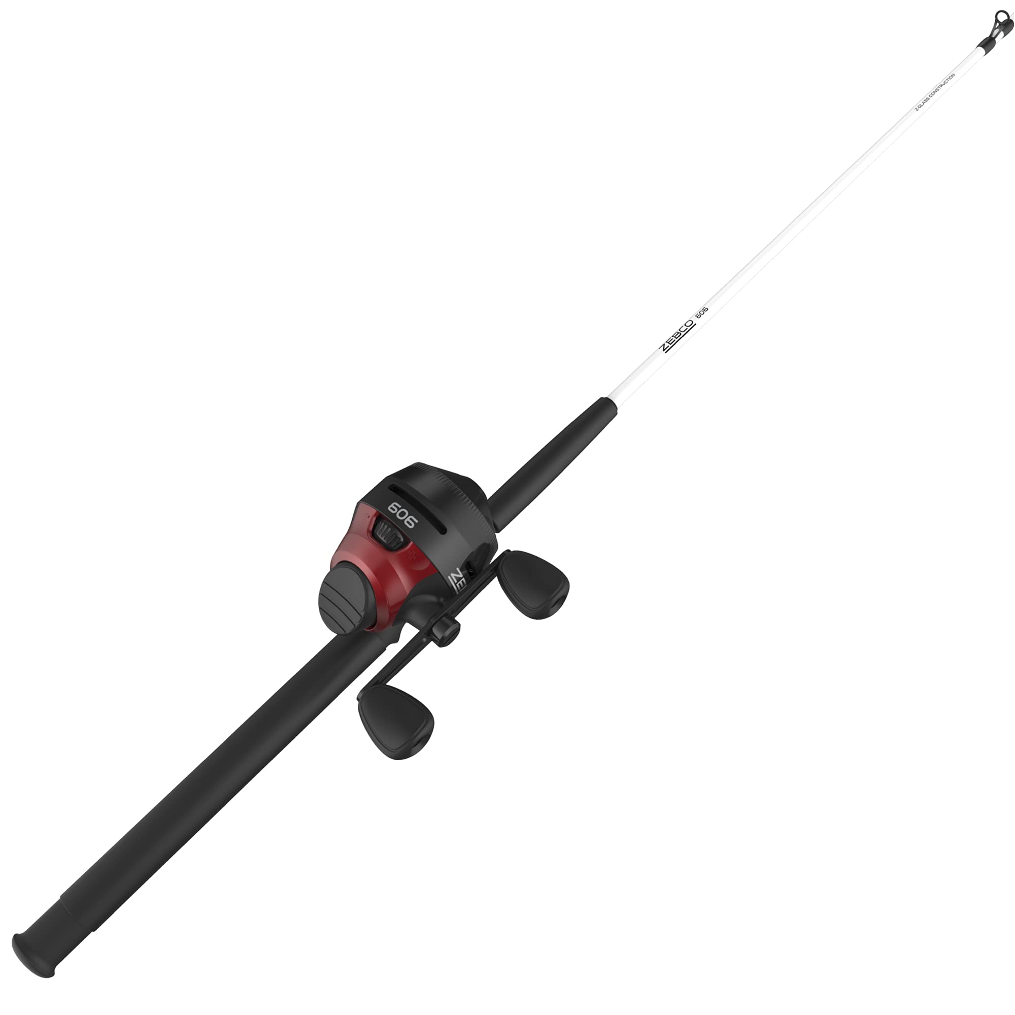 Photo 1 of (PART ROD ONLY) Fishing Rod Combo, 6-Foot 6-Inch 2-Piece Fiberglass Fishing Pole with EVA Handle, Size 60 Reel, Quickset Anti-Reverse Fishing Reel, Right-Hand Retrieve, Black/Red