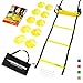 AGILITY LADDER and CONES. Great Training Equipment to Practice Speed Drills in Soccer, Football, Basketball & Sports. Set of 15ft Ladder, 10 Markers, Pegs, Bag & Exercise Ebook