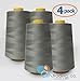 AK-Trading 4-Pack LIGHT GRAY Serger Cone Thread (4000 yards each) of Polyester thread for Sewing, Quilting, Serger
