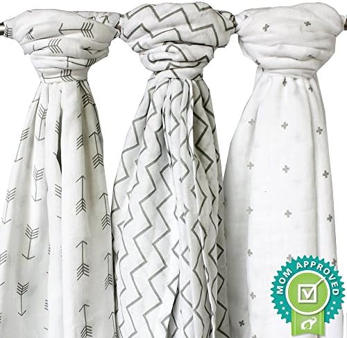 Baby Muslin Swaddle Blankets for a Baby Boy &amp; Girl (3 Pack) 100% Cotton, Large 47.25 x 47.25 inch (set 4)
