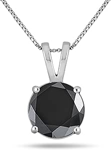 Amazon.com: 3 3/4 Carat Round Black Diamond Solitaire Pendant in 10k White Gold: Jewelry